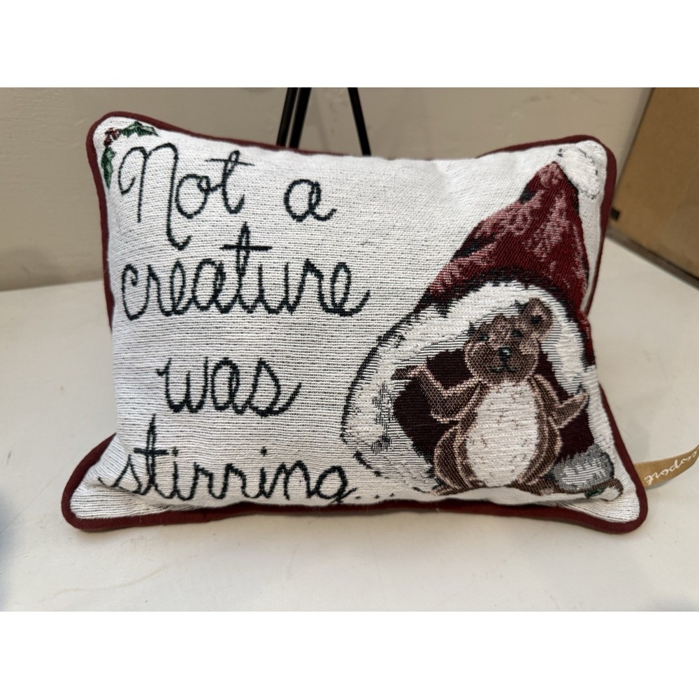 Vintage Tapestry Pillow Christmas Not‎ a Creature Was Stirring ~11.5"x8.5"